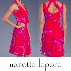 Nannette Lepore Silk Runway Corsage Dress Hibiscus Multicolor Size 0